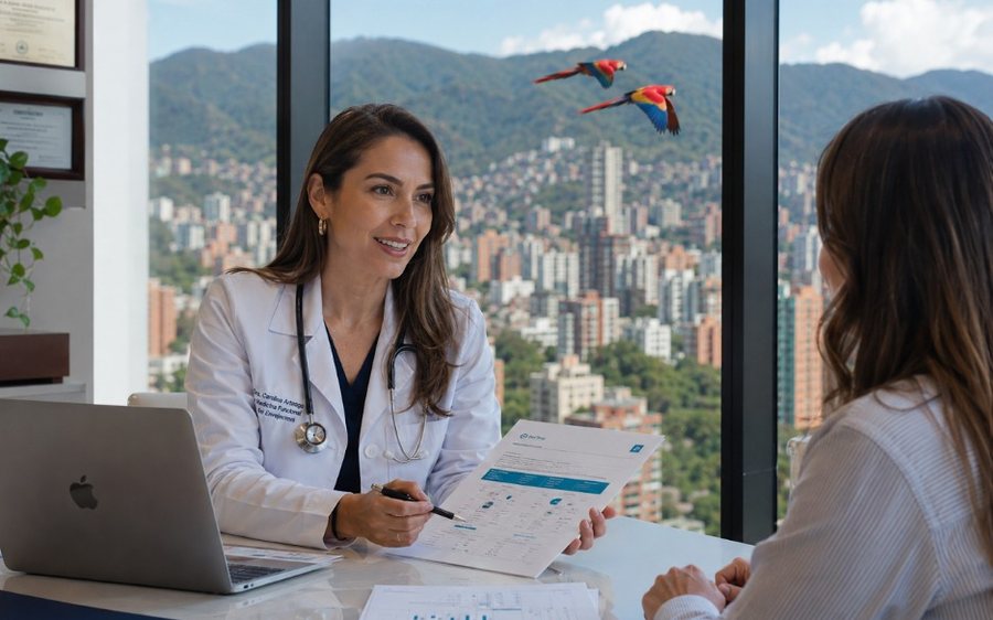 Especialista explicando resultados a una paciente